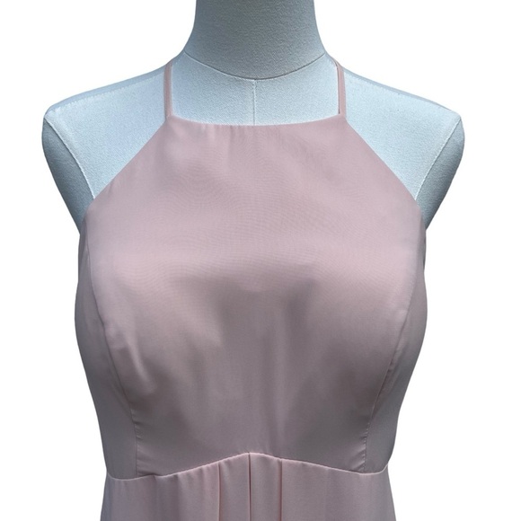 Azazie Sarah Halter Dress in Pearl Pink Size 10 - Picture 2 of 16